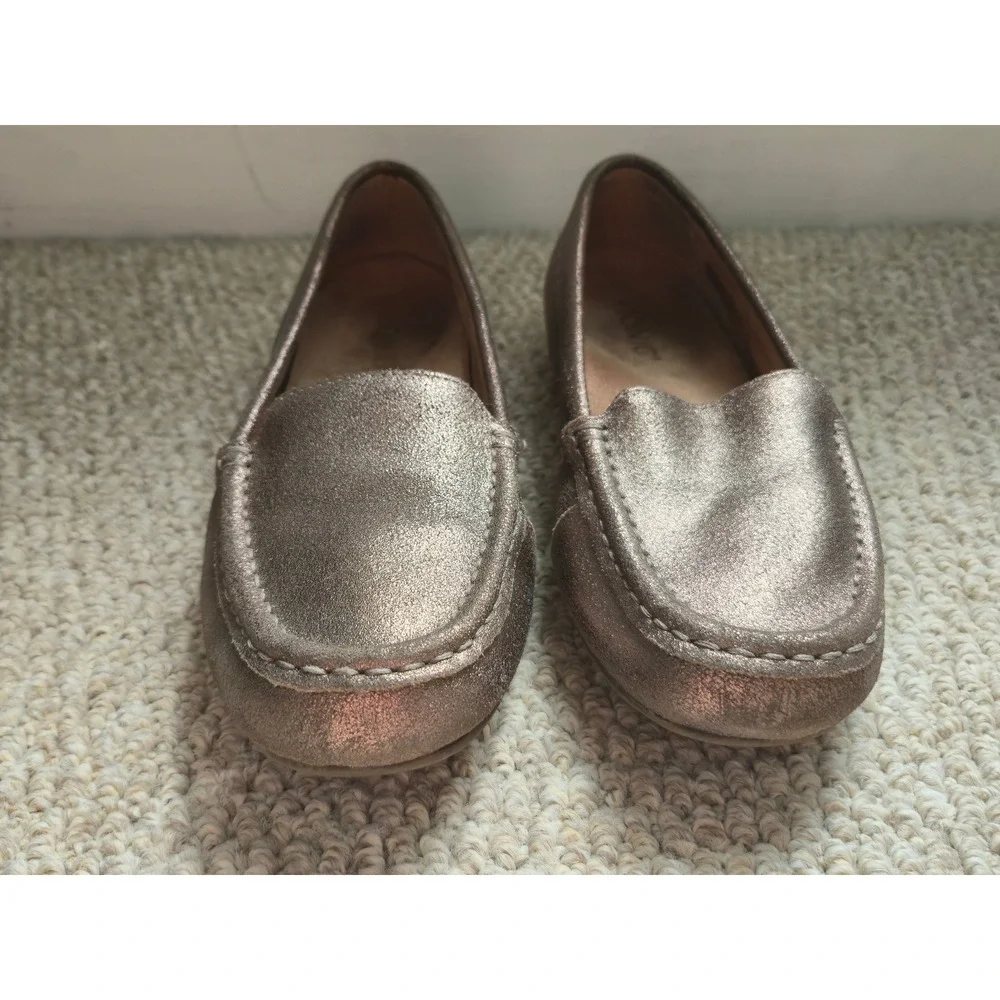 Vionic Debbie Metallic Leather Driving Loafers Rose Gold Bronze Moccasins 7.5